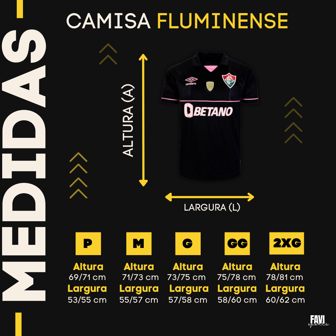 camisa fluminense preta tabela de tamanho